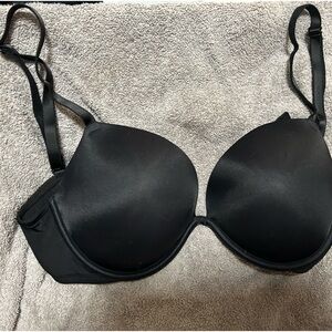 VS PINK black satin padded adjustable SUPER PUSH UP bra (add 2 cup sizes) sz 36c